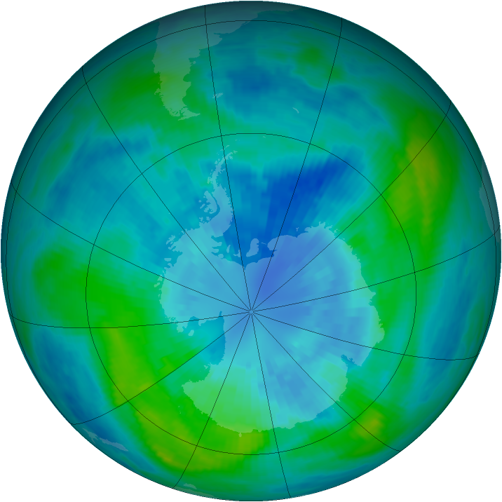Antarctic ozone map for 28 March 1989